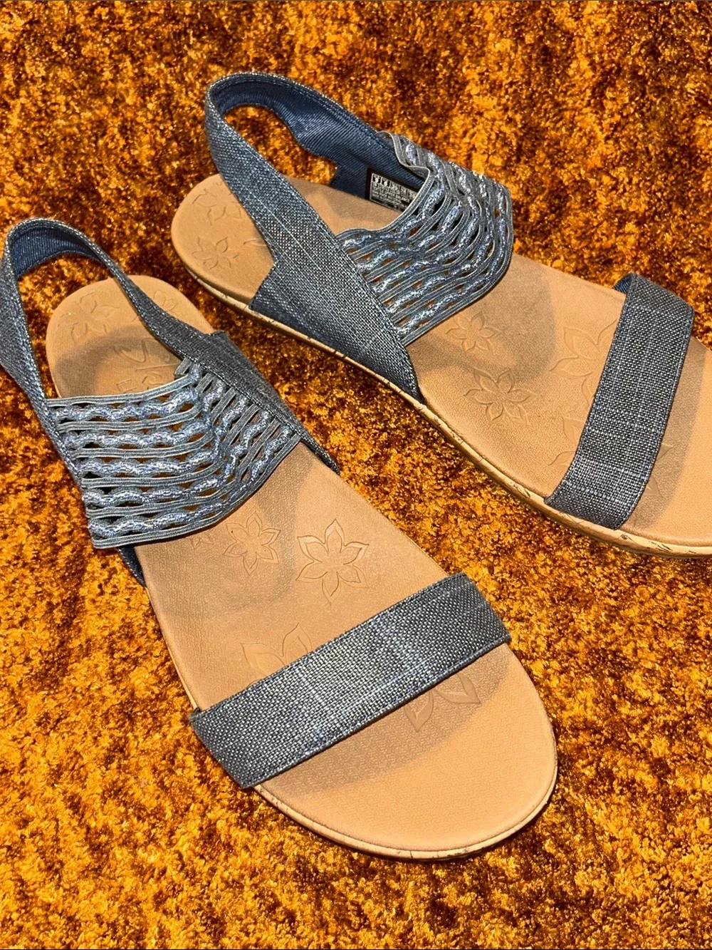 Skechers Navy Textured Slingback Sandals